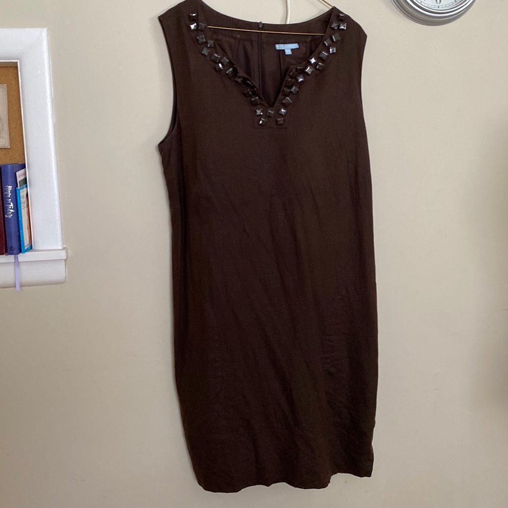 Denver hayes linen blend midi shift dress
